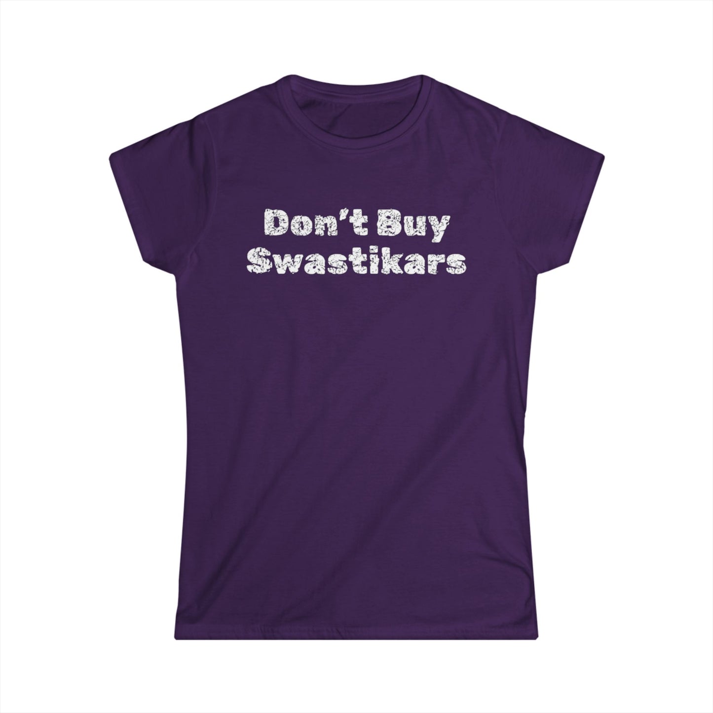 "Don't Buy Swastikars" - Women's Black Softstyle Tee Statement Shirt